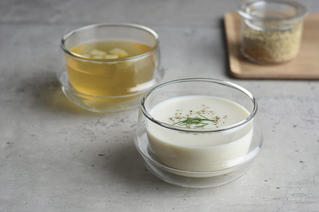 Kinto KRONOS Double Wall Soup Bowl 330ml Heat Resistant Glass Safe Gift Present 23110 Microwave/Dishwasher