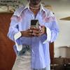 Oversized Men Lace Patchwork Lapel Short Sleeve Striped Casual Loose Shirts