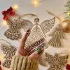 Wooden Angel Christmas Ornaments Rustic Angel Hanging Ornament with Hollow Design