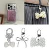 Elegant Pearl Bowknot Flower Keychain Phone Charm Fashion Accessory Bag Pendant Keyring for Women and Girls Bags