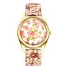 Bohemian Floral Watch with PU Leather Floral and Petal Analog Quartz Watch with Adjustable Arabic and Stylish Perfect Gift for and Christmas Women's