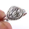 Natural Black Rutile Gemstone Handmade 925 Solid Sterling Silver Ring S.8 m4P79