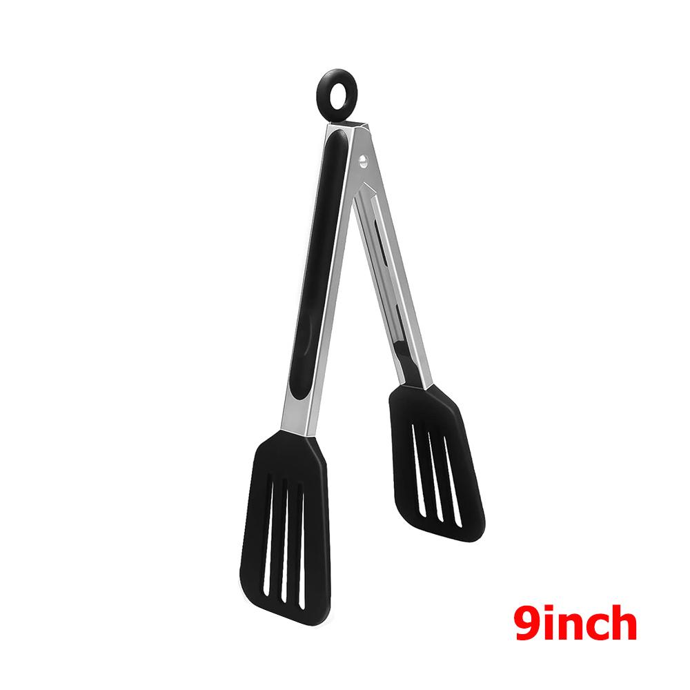 LMETJMA 3 In 1 Silicone Kitchen Cooking Tongs Set Stainless Steel Nonstick Food Tongs with Silicone Tips BBQ Grilling Tong JT303