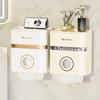 Perforation-Free Light Luxury Wall Hanging Double Drawer Tissue Box Toilet Tissue Storage Shelf Household Roll Paper Box