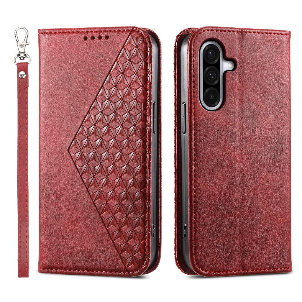 For Samsung Galaxy A17 5G Case Calf Texture PU Leather Wallet Phone Cover with Wrist Strap
