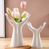 Creative Ceramic Hand-Shaped Vase – Porcelain Arm Palm Flower Holder for Home Decoration