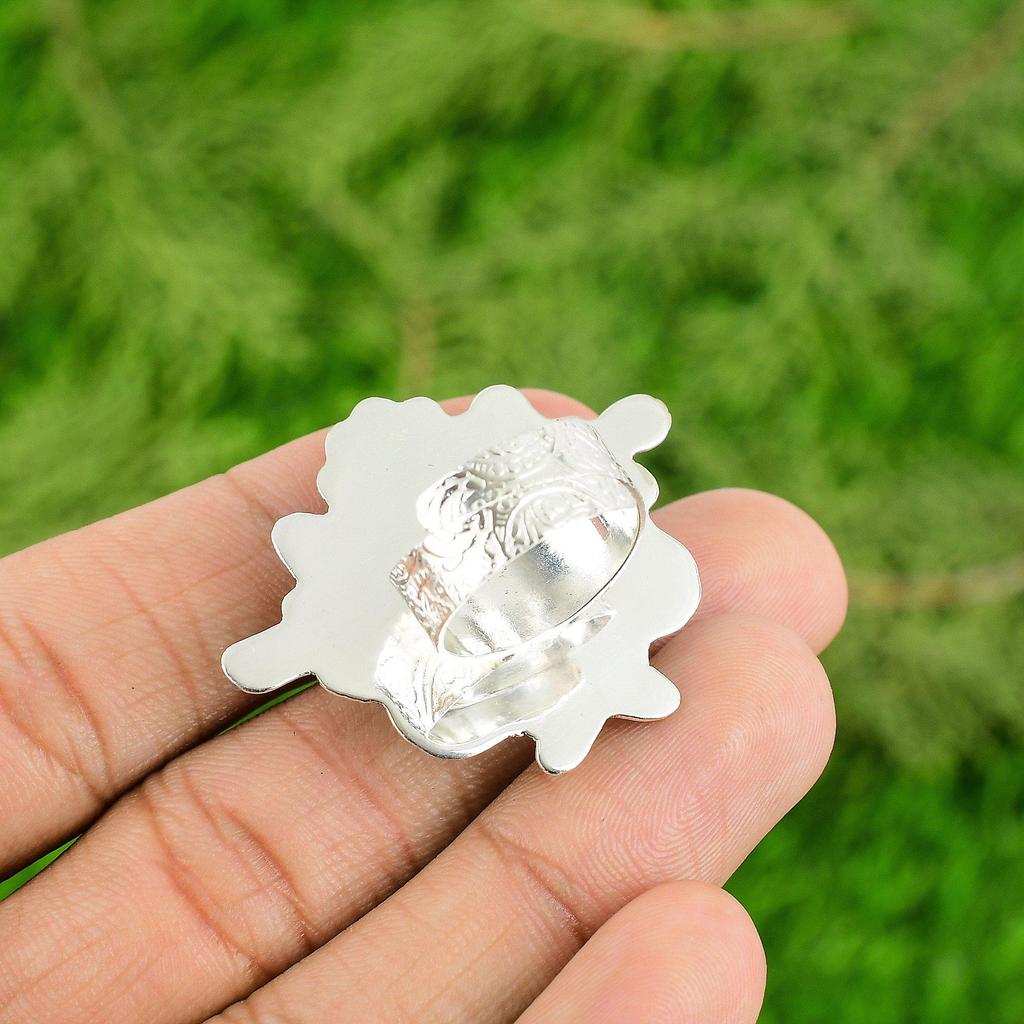 Gift For Her 925 Silver Natural Ruby Zoisite Statement Flower Adjustable Ring