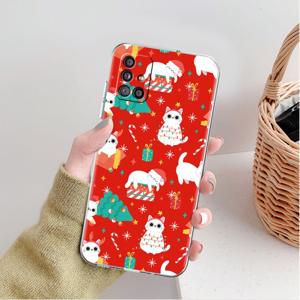 Snow Merry Christmas Clear Case For Samsung Galaxy A52 A12 A51 A32 A21s A71 A32 A22 50 A70 A31 A72 5G Phone Cover