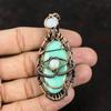 Evil Eye Chrysoprase Copper Pendant Copper Wire Wrapped Jewelry Gemstone Jewelry Rainbow Moonstone Jewelry Gift For Mother Evil Eye Jewelry