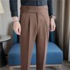 Autumn Winter High Waist Thick Suit Pants Men Business Casual Formal Wear Men's Straight Trousers