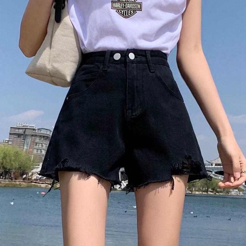 Pants Classic and Minimalist Fashion Wild High Waist Female Summer A Word Wide Leg Thin Thin Section Loose Denim Shorts Individuality and Trendiness