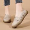 Spring Summer Leather Mesh Flat Casual Shoes Hollow Breathable Comfortable Fashion Single Shoes for Women Mom Loafers