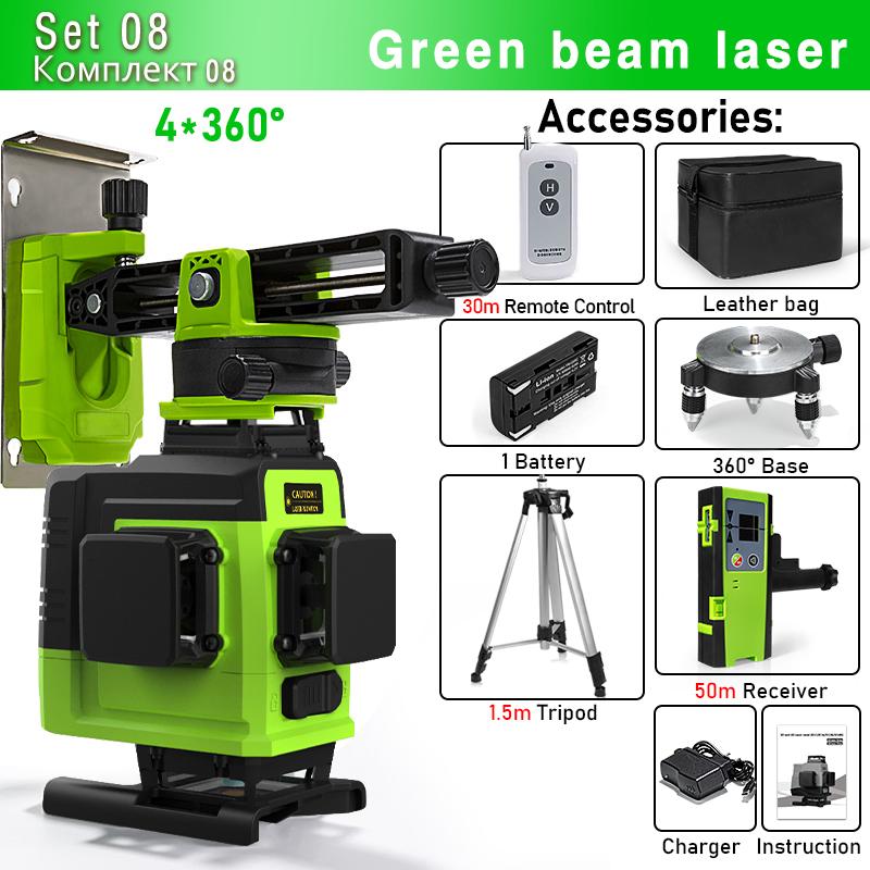 CLUBIONA IE16 Powerful Laser Green Lines Auto Vertical & Horizontal Floor and Ceiling Remote Control Laser Level With Li-ion Battery