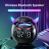 Portable Cute Little Devil AI Smart Bluetooth Speaker 3D Stereo Subwoofer Mini LED Digital Clock Alarm Clock Waterproof HIFI Music Box