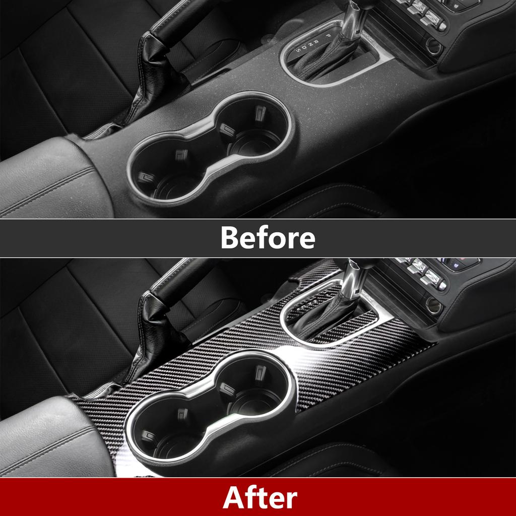 Carbon Fiber Car Gear Shift Panel Sticker Interior Trim Cover For Ford Mustang GT 2015 2016 2017 2018  