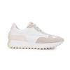 Women's Shiny White and Beige Lace-up Sneakers URBAN