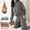 40-115kg Large Sizes 5XL Women's Pajama Tops Warm Flannel Pajamas Sleepwear Home Wear Thick Winter Velvet Female Plush Pajamas Sweatshirt Hoodies