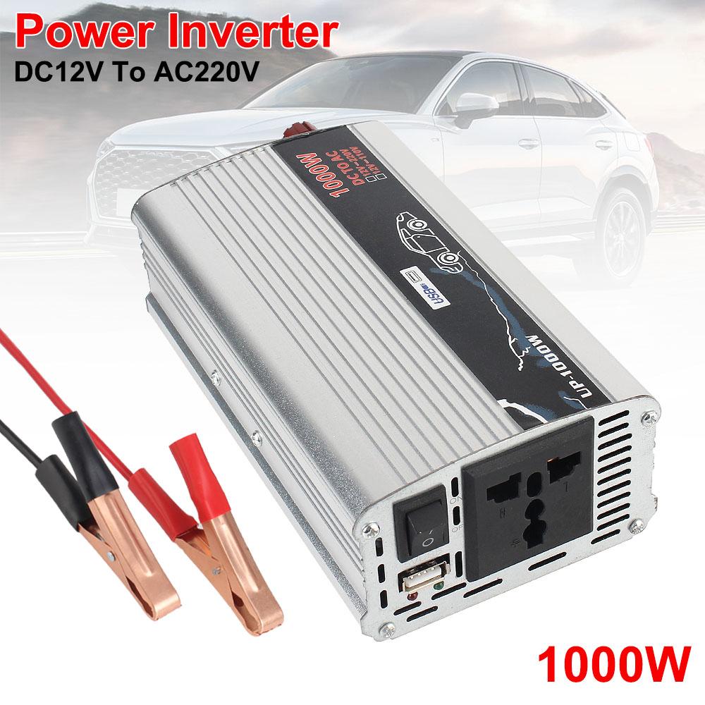 For Car Home Laptop Truck Solar Car Inverters 1000W 12V To 110V 220V Pure Sine Wave Power Inverter USB Interface Electronic Voltage Transformer