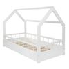 Lit Maison Cabane Velinda 275011 - 1 Place - Bois Massif - 80x160cm - Blanc