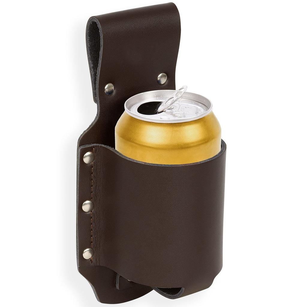 Classic Beer Holster Leather Beer Holster Outdoor Drink Cup Cover Round Protective Cover