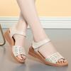 Fashion Women Summer Hollow Soft Leather Casual Flat Heels Non-slip Sandals Beach Shoes Open Toe Comfortable Soft Walking Mom Daily