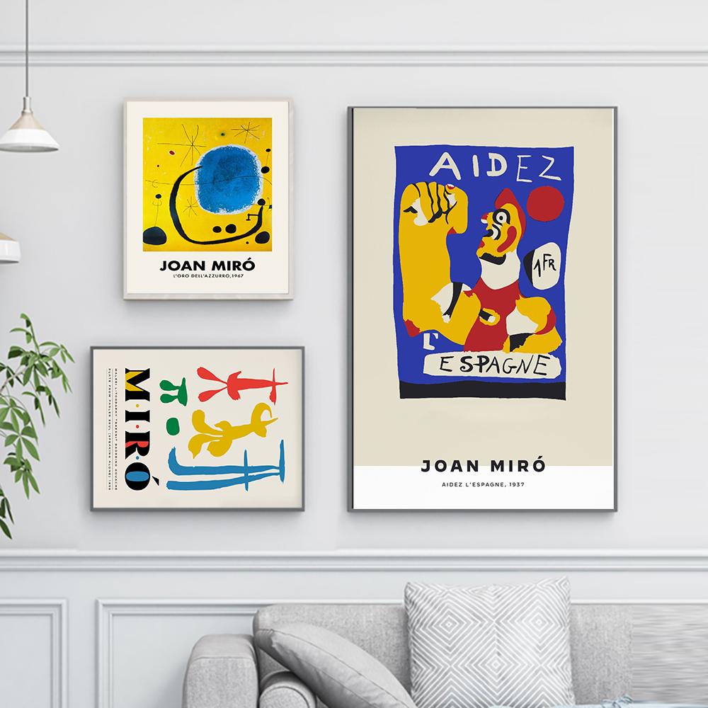 Joan Miro Abstract Animal Portrait Exhibition Poster Modern Retro Wall Art Print Picture Kids Bedroom Decorative Canvas Painting