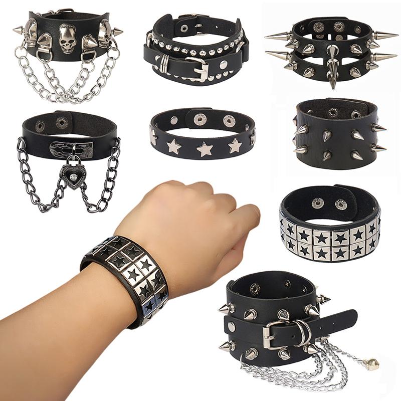 Women/Men Men Women Leather Wristband Men Women Gift Punk Style Leather Bracelet Cosplay Jewelry