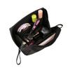 Alpha Depot Compact Makeup Pouch for Makeup Small and Nylon Storage Bag for Business Trips and Travel Cosmetics, Tools, Items, Toiletries, (Black)