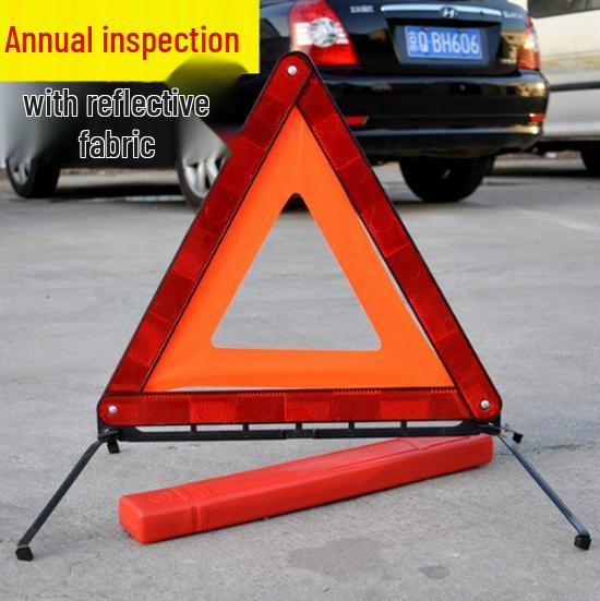 Compact Car Safety Triangle Reflector: Foldable Warning Sign with Tripod Base