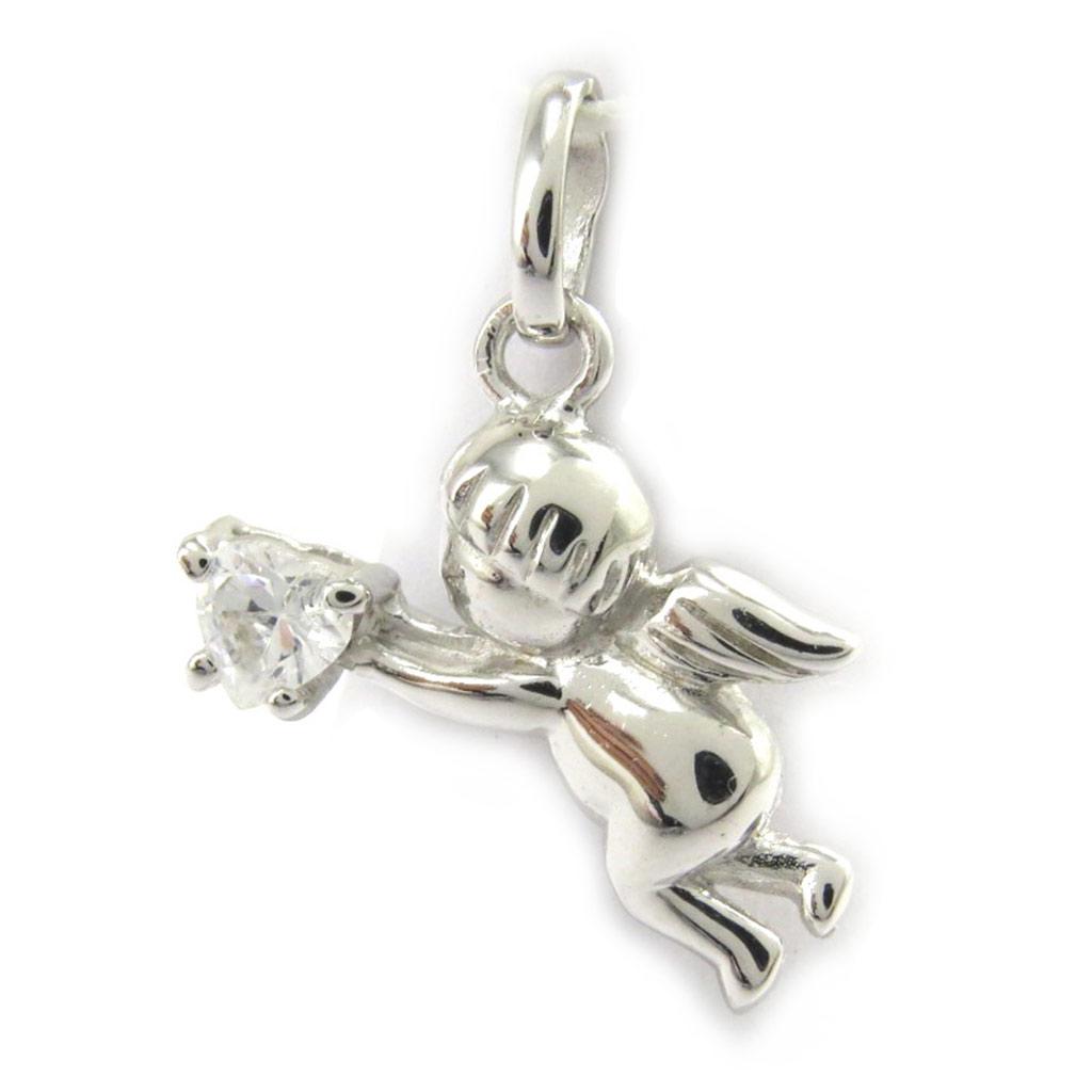 Les Trésors De Lily [M1712] - White 'Cupid' Silver Pendant