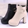 Fashion Fashion Ankle Boots Solid Color Round Head Side Zipper Design Autumn Winter Women's Fashion High Heeled Ankle Boot Size 32-43