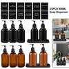 500ml Hand and Dish Soap Dispenser Set Refillable Shampoo Lotion Bottles with Pump with Labels