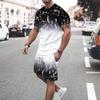 Men's Summer Spring Graphic Gradient 2pcs Tees Sets Set Crew Neck Fashion Lightweight Basic Street Daily Sports Print