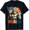 Bigfoot Merica Rock Patriotic American Flag 4th Of July T-Shirt