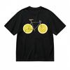 Women's Comfy Classic T-Shirt Yellow Lemon Cycling Art Design Black Cotton Tee
