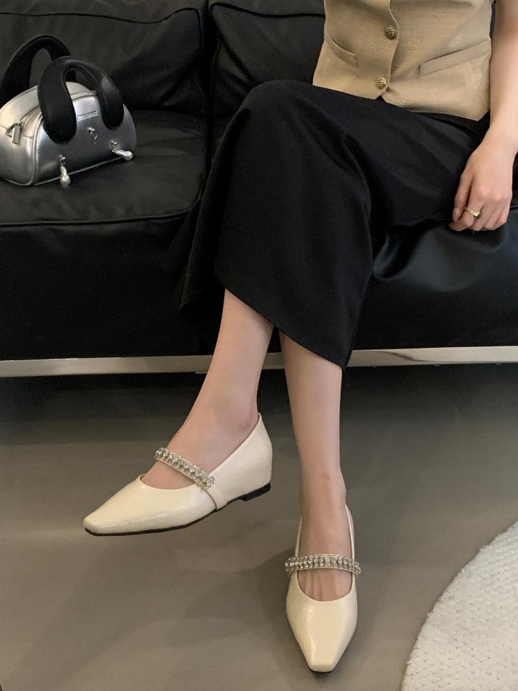 French Pointed Silver Mary Jane Single Shoes Women's Shoes 2025 New Spring and Autumn Evening Ladyshoes