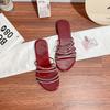 Flat-soled Sandals for Women, High-end Outer Wear, Summer Versatile One-word Strap, Rhinestone Cool Slippers, Fairy, Wind Sandals for Women