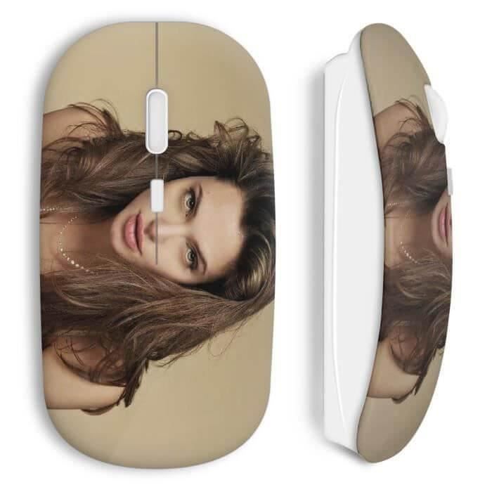 Wireless Mouse - Angelina Jolie - White - WiFi USB Key - Compatible Mac and PC - Wireless Technology