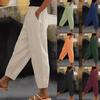 New Women's Pants Cotton Linen Solid Color Fashionable Casual Daily Side Pocket Elastic Casual Pants Women's Pants