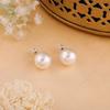 Beautiful Women's Rhodium Plated White Pearl Stud Earrings