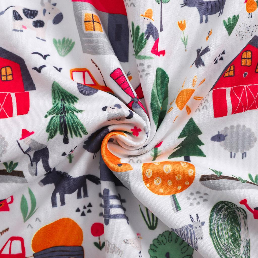 1-18 Months Infant Boy Farm Cute Pattern All-over Print Long Sleeve Romper