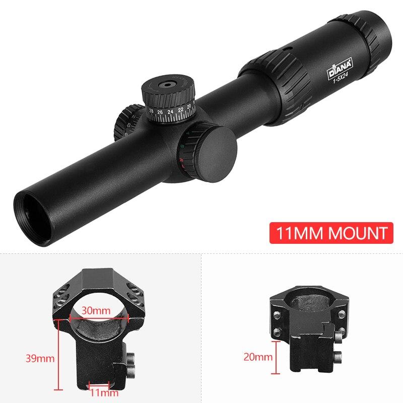 Diana 1-5X24 AOE Hunting Tactical Optical Sight, with Red and Green Glowing Cross Turret Locking Sight for Hunting