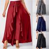 Ladies Casual Double Layer Wide Leg Culottes Irregular Ruffle  Long Pants