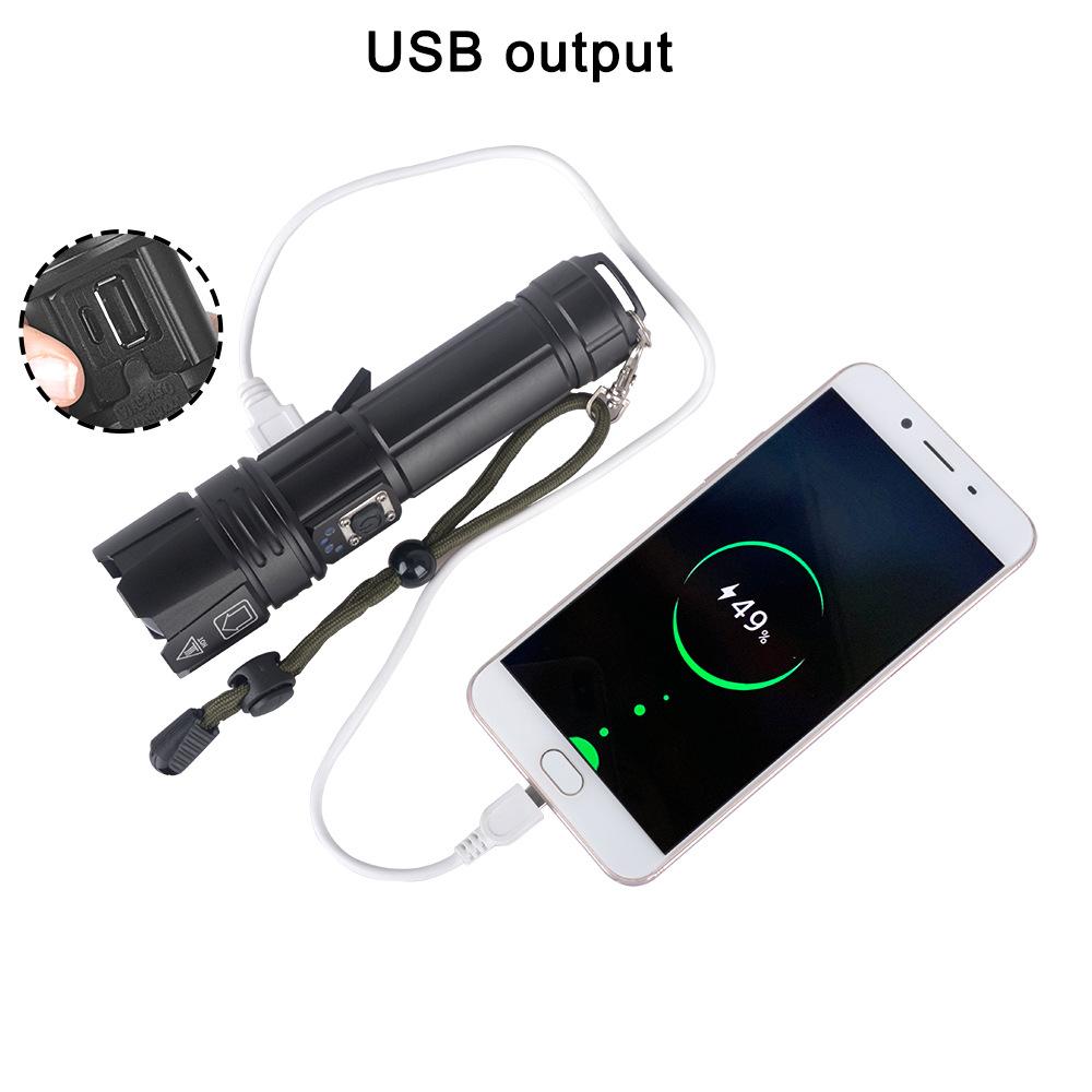 Super Bright P70 Strong Light Flashlight Aluminum 5 Levels Alloy Long-range Waterproof 5V USB Rechargeable Outdoor Flashlight