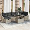 VidaXL 8-Piece Garden Sofa Set with Light Grey Cushions In Poly Rattan 3359849