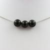 Stones and Minerals. 3-bead Black Obsidian Necklace 8 Mm. Stainless Steel Chain Necklace Women Men. Custom Size