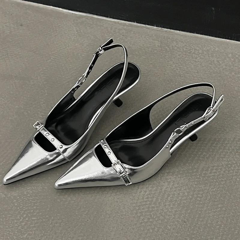 Fashion Pointed Toe Women Sandals Summer Mid Heels Fashion Shoes Dress Elegant Woman Pumps 2025 Trend Heeled Shoes Sexy Mujer Zapatos