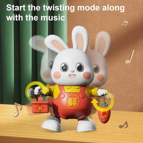 Electric Dancing Rabbit Toy with LED Light Music Toddlers Easter Bunny Walking Toy Boys