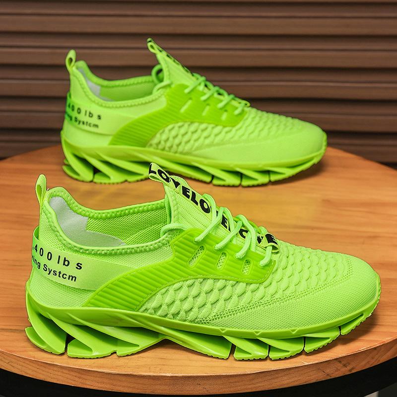 Spring/Autumn Men's Large Size Blade-soled Shoes Flying Weave Fitness Jogging Shoes