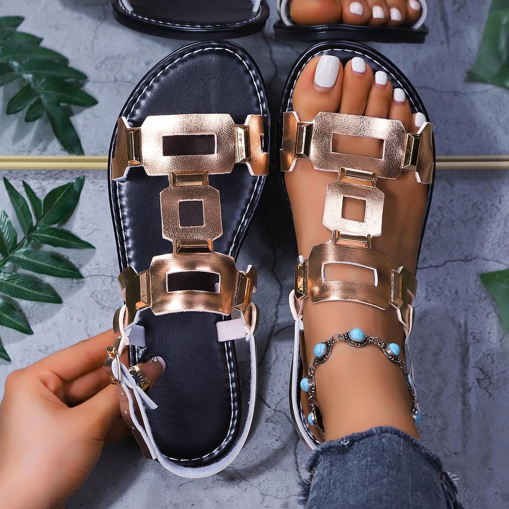 Fashion 2025 Summer New Roman Flats Sandals Women Simple Type Open Toe Beach Flat Sandals Fashion Comfortable Dress Shoes for Women